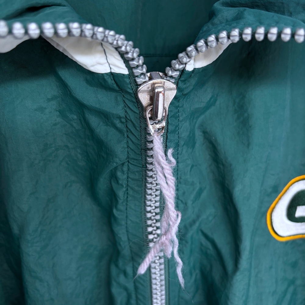 Vintage Starter Green Bay Packers Windbreaker Jacket Medium Green Stitched Nylon - Picture 7 of 11